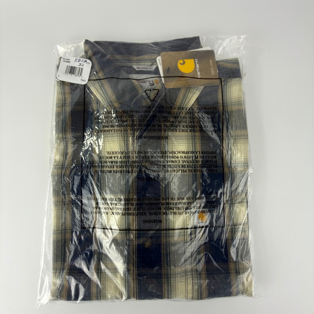 Carhartt Essential Plaid Long Sleeve Shirt Relaxed Fit Button Men Large Tall NWT